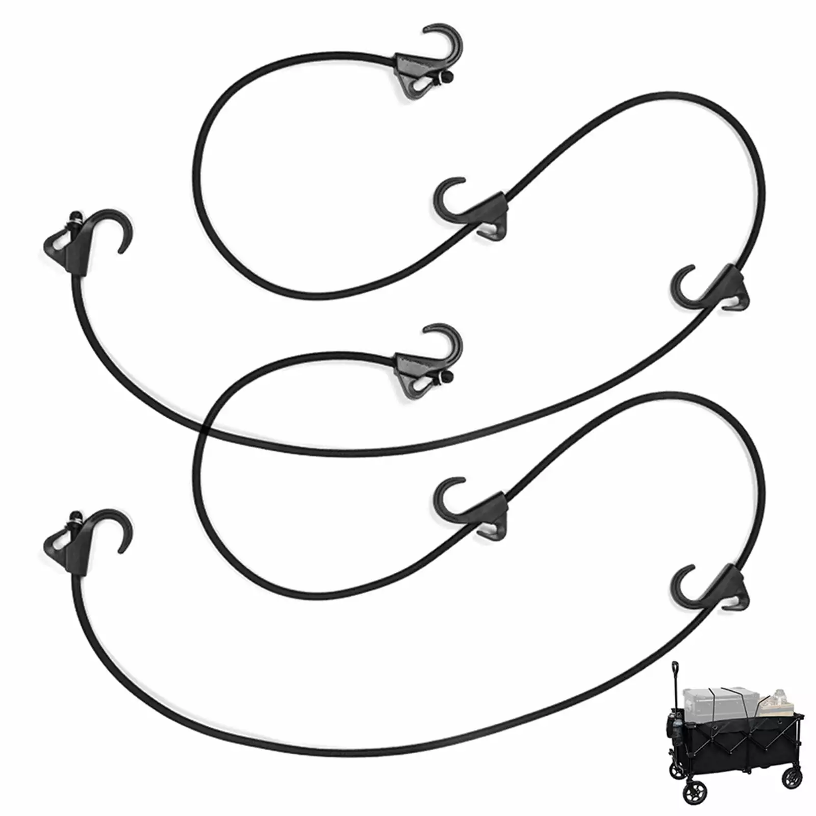 2 Pcs Elastic Rope Strap with 4 Hooks for Folding Utility Wagon Beach Garden Cart