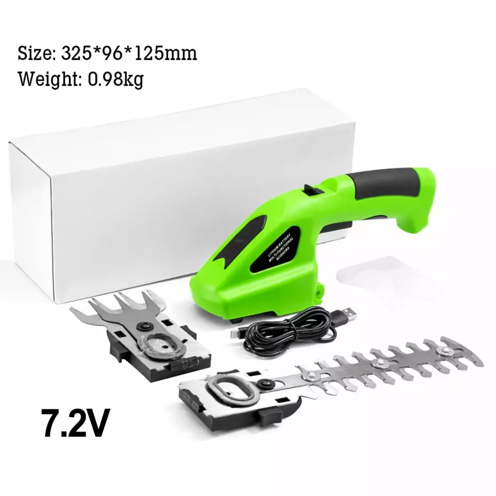 2-in-1 Electric Cordless Hedge Plants Trimmer Handheld Grass Shear Shrub Cutter. 7.2v