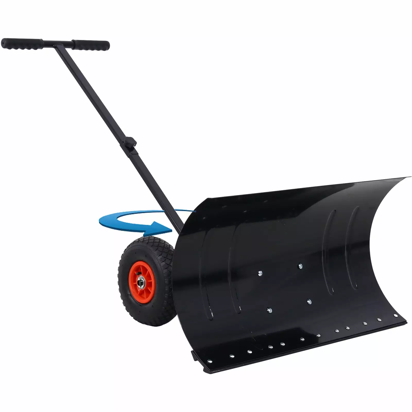 29inch Snow Pusher Shovel With Wheels. Heavy Duty Snow Pusher W/Angled Blade Adjustable Handle. Driveway Doorway Sidewalk Snow Removal Tool. 10 Anti-skid Wheels