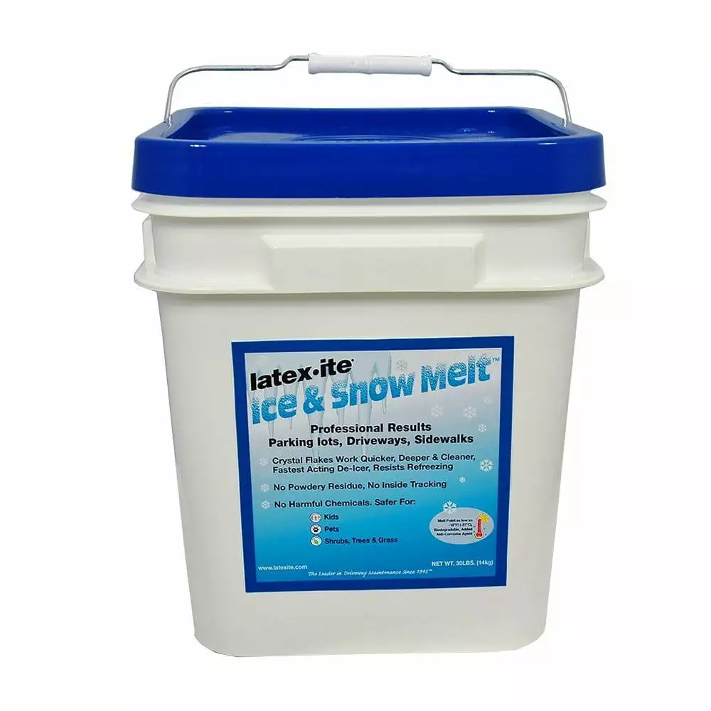 30 Lb. Pail Ice And Snow Melt | Flakes Sidewalk Driveway Crystal Protect Lots Quick