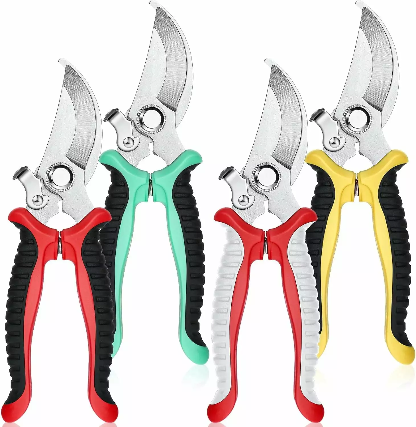 4 Pcs Pruning Shears for Gardening Hand Garden Shears Heavy Duty Garden Clippers Hedge Plant Cutting Scissors Bypass Pruner Secateurs for Tree Trimming Bonsai Cutting Fruits Picking