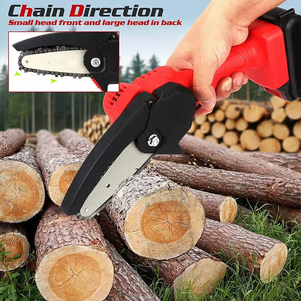 Cordless Chainsaw 6Inch + 4Inch. JahyElec Battery Powered Mini Chainsaw Pruning Chain Saw for Tree Trimming Wood Cutting