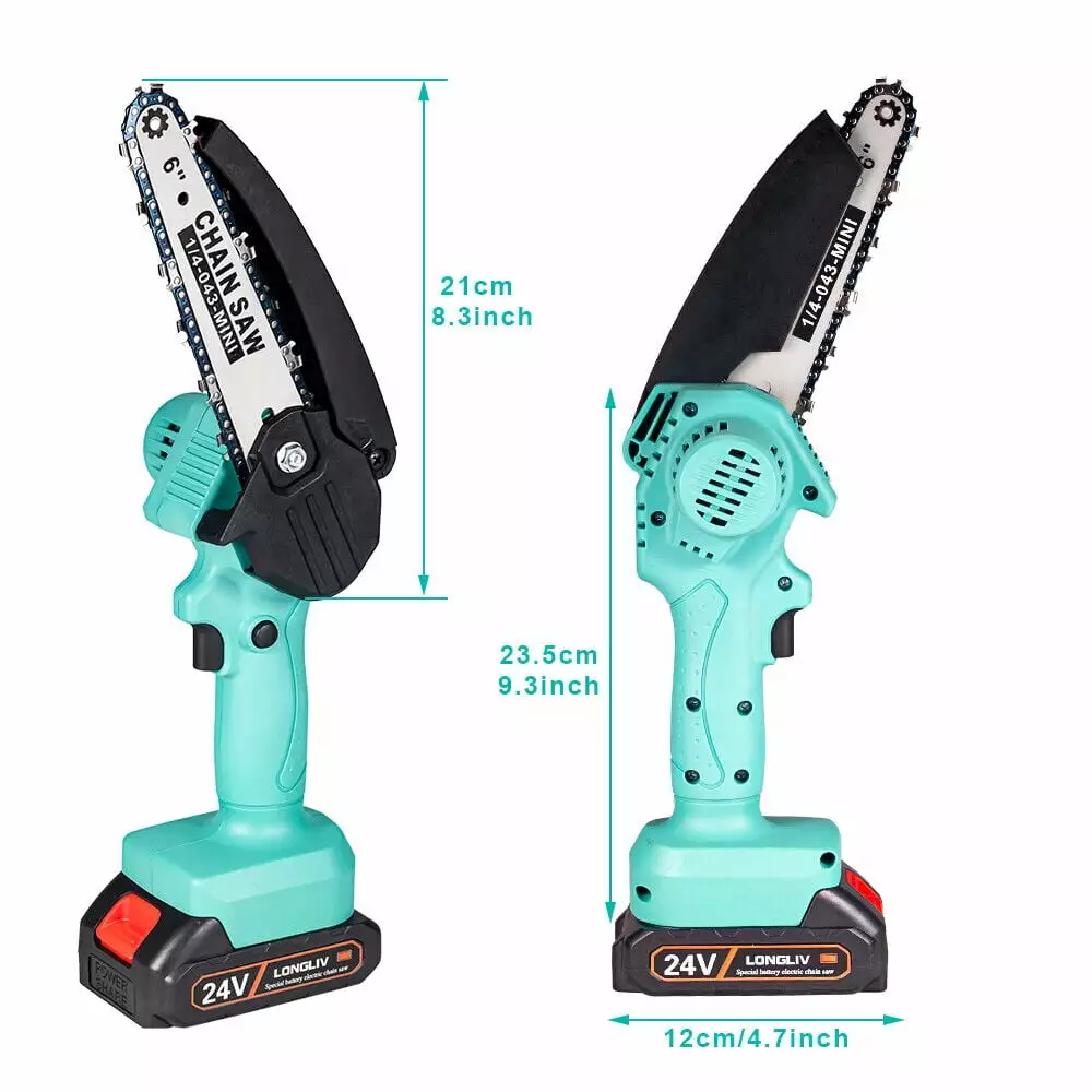 6 Mini Handheld Electric Chainsaw Cordless Chain Saw Wood Cutter Rechargeable