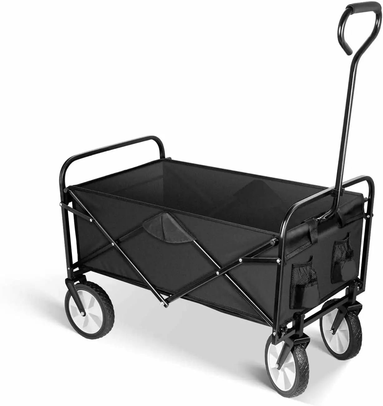 YSSOA Heavy Duty Folding Travel-friendly Hand Cart with Removable Canopy. 8'' Wheels. Adjustable Handles and Double Fabric for Shopping. Picnic. Beach. Camping