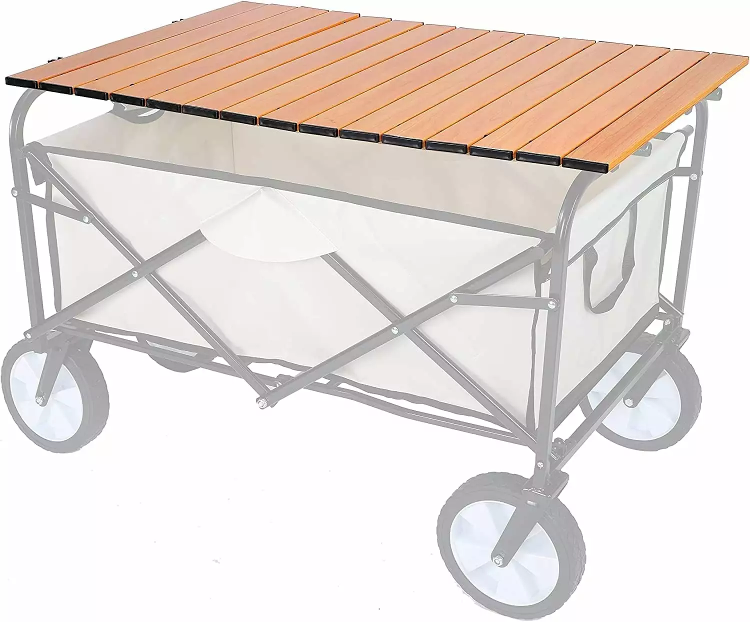 YSSOA Collapsible Heavy Duty Garden Cart Board Desktop Metal Foldable Wagon Board for Camping. Wood Grain