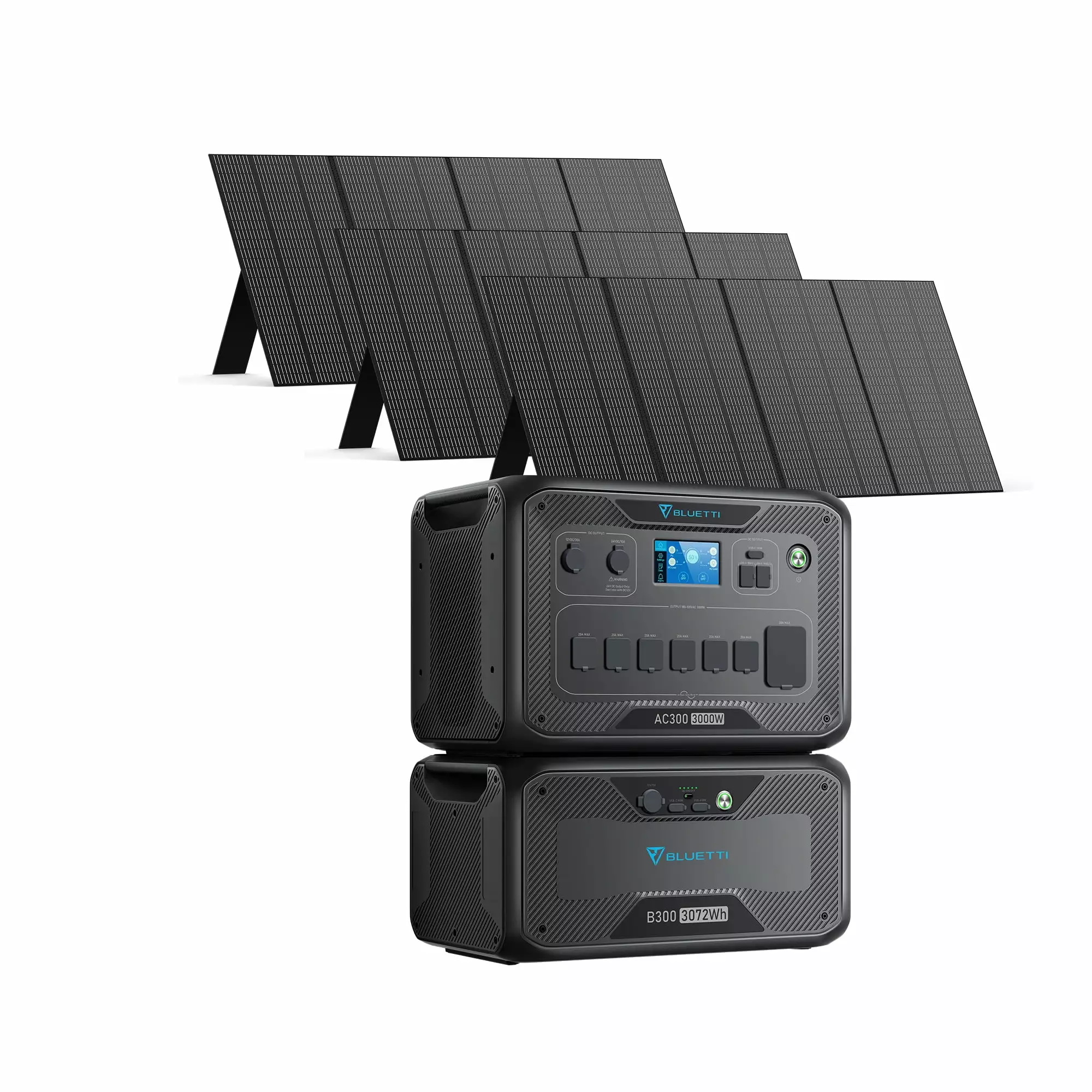 BLUETTI AC300&B300 Solar Generator Modular Power System With 3 Pcs Solar Panels 350W .6 X 3000W AC Outlets. UPS Backup Battery for Home Use. New