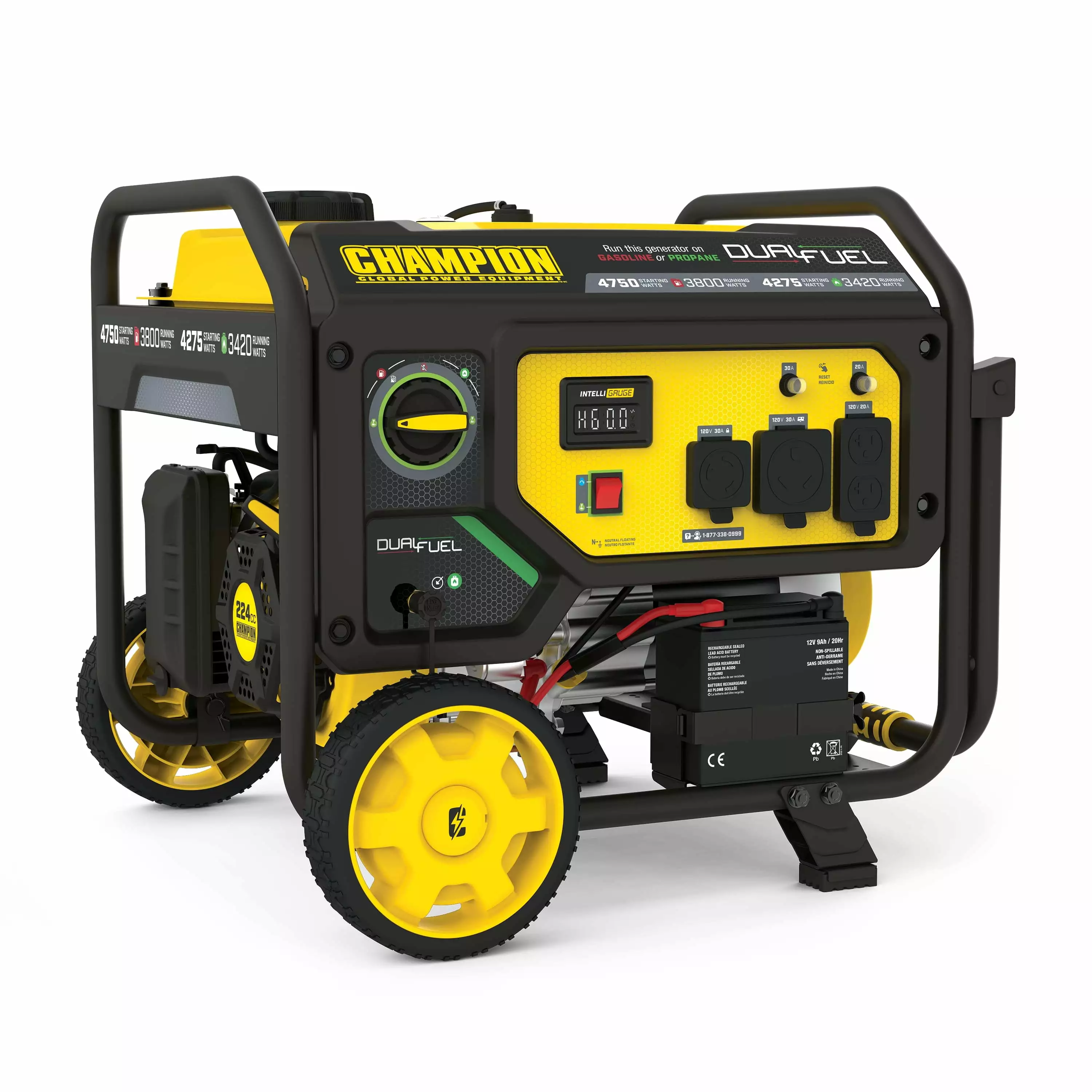 Champion 3800-Watt Electric Start Dual Fuel RV Ready Travel-friendly Generator