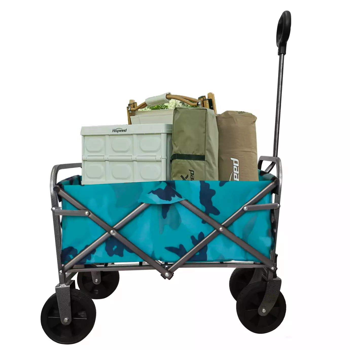 Collapsible Folding Utility Wagon Cart with Storage Bag and Anti-Steel Frame. Travel-friendly Hand Cart with Rolling Wheels and Ergonomic Handle. Utility Pull Cart Grocery Sport Cart for Outdoor