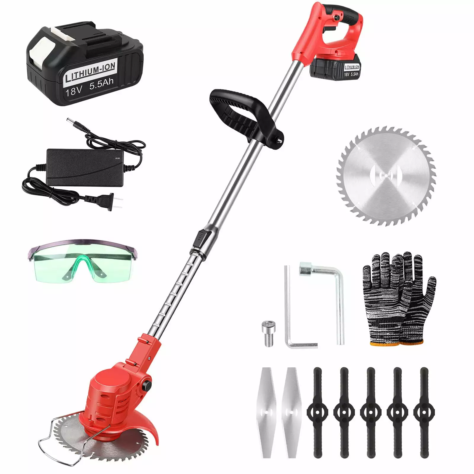 Cordless Type A: Grass trimmer+1X5.5Ah Battery+Parts Electric Weed Lawn Eater Edger Yard Cutter Mower