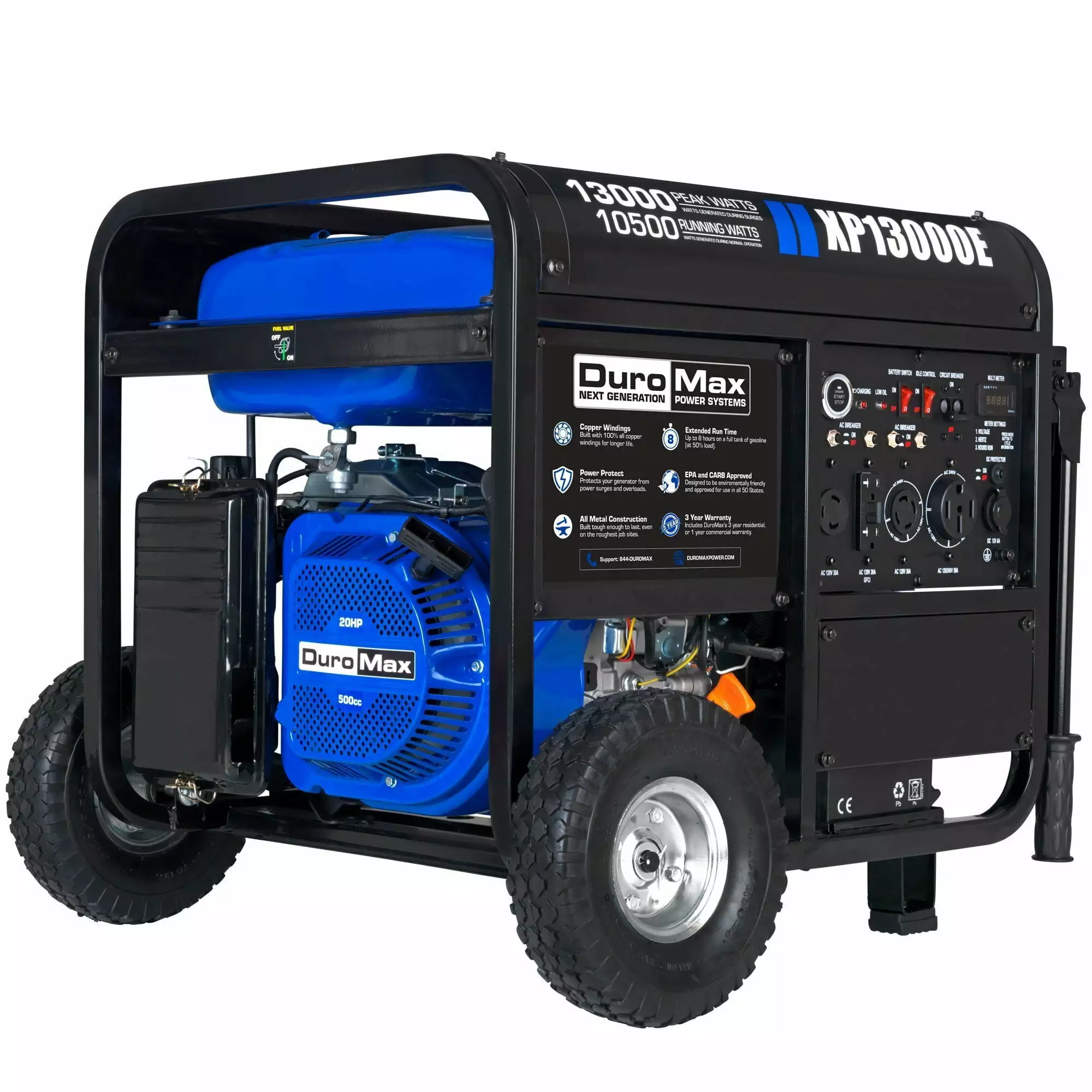 DuroMax XP13000E 13.000 Watt Portable Gas Powered Generator - Outdoor ...