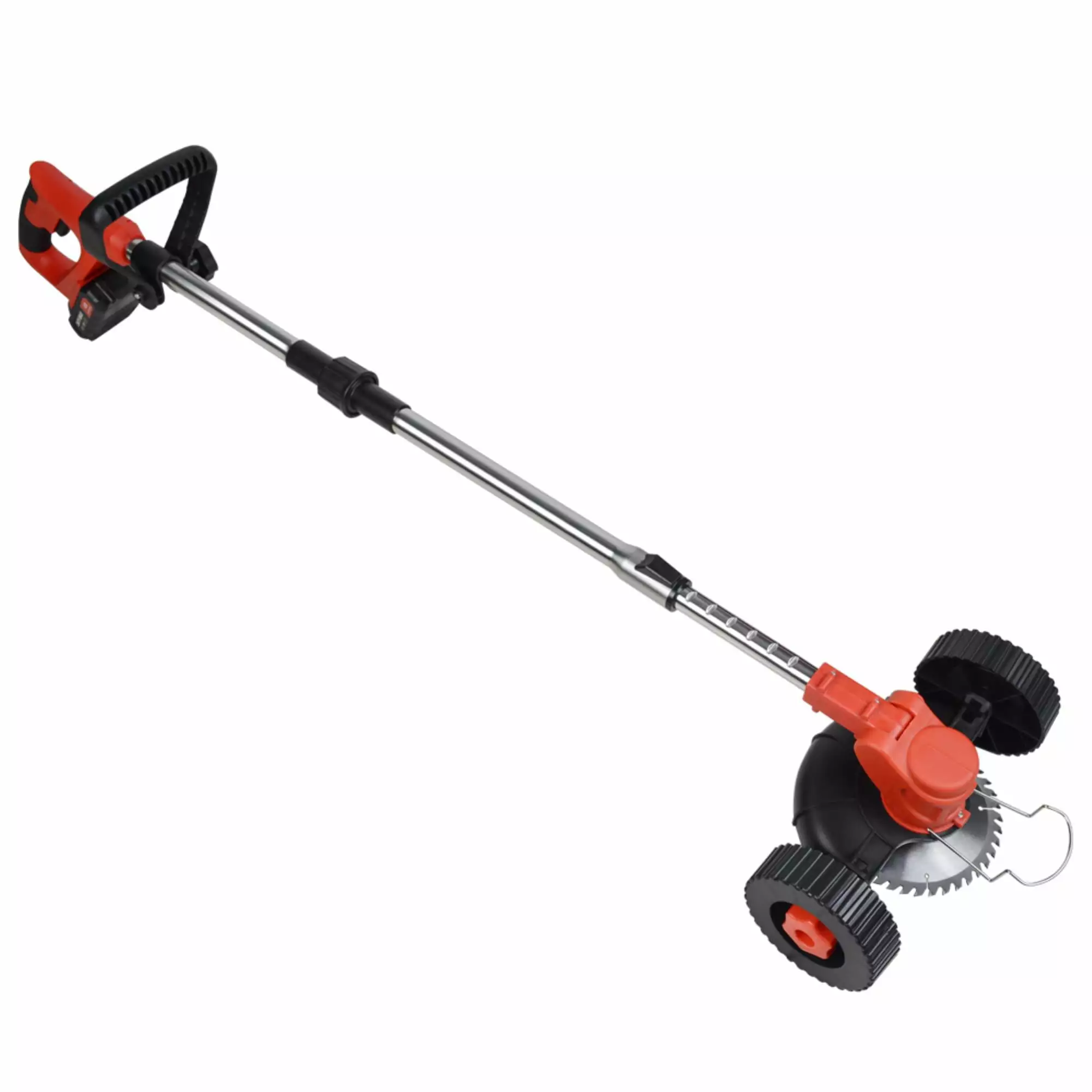 Simplely Maintain Your Lawn with our Travel-friendly Red 24V Electric Grass Trimmer and Edger - Perfect for Weed Cutting. Brush Clearing. and Lawn