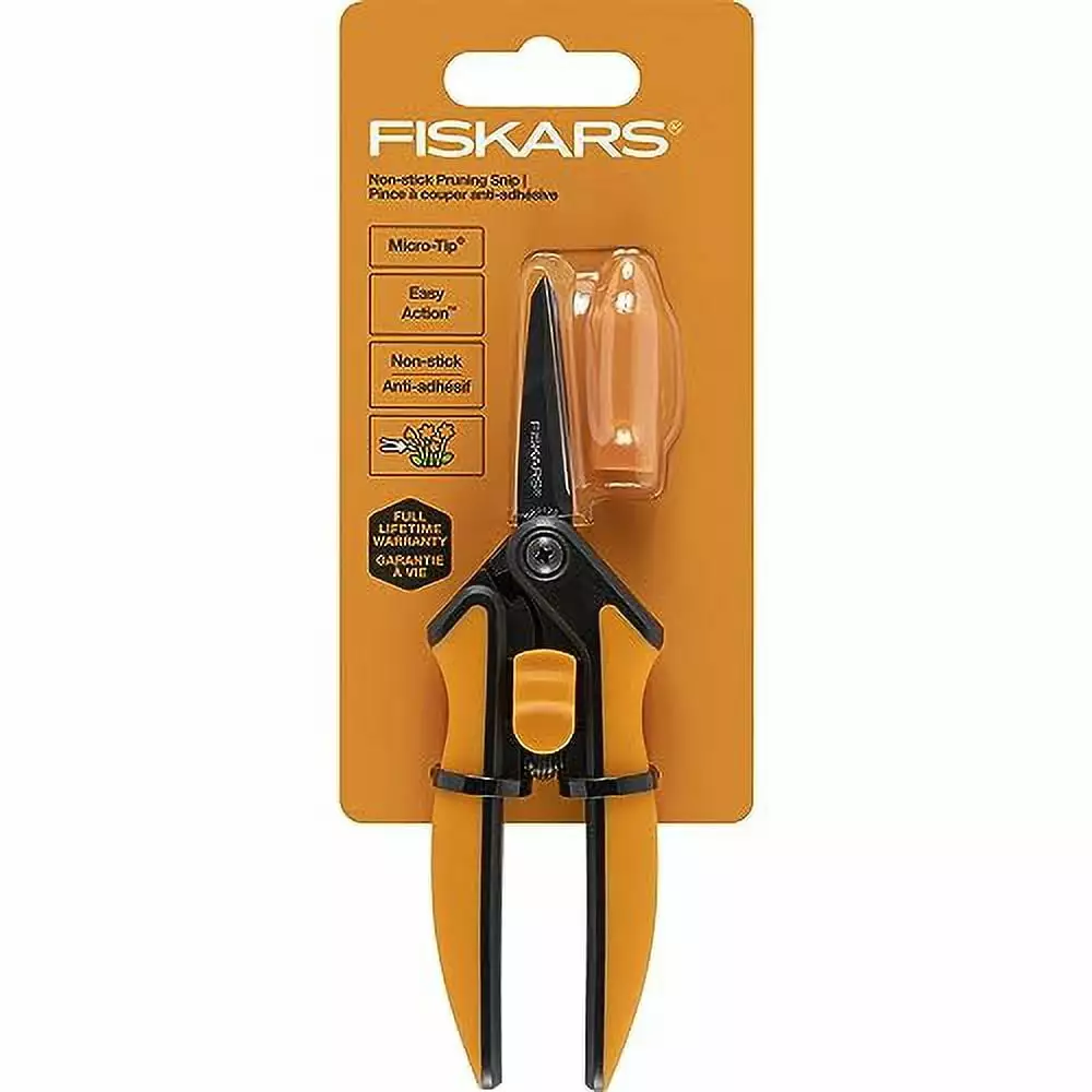 Fiskars Micro-Tip Pruning Snips Garden Shears - Plant Cutting Scissors with Sharp Precision-Ground Non-Stick Blade - 2-Count
