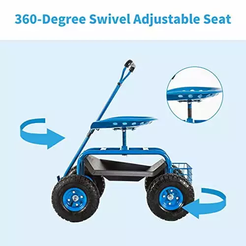 Garden Cart Gardening Workseat - Rolling Gardening Cart Work Seat w/ with Tool Tray and Storage Binquireet on Wheels Heavy Duty Scooter Gardening Planting