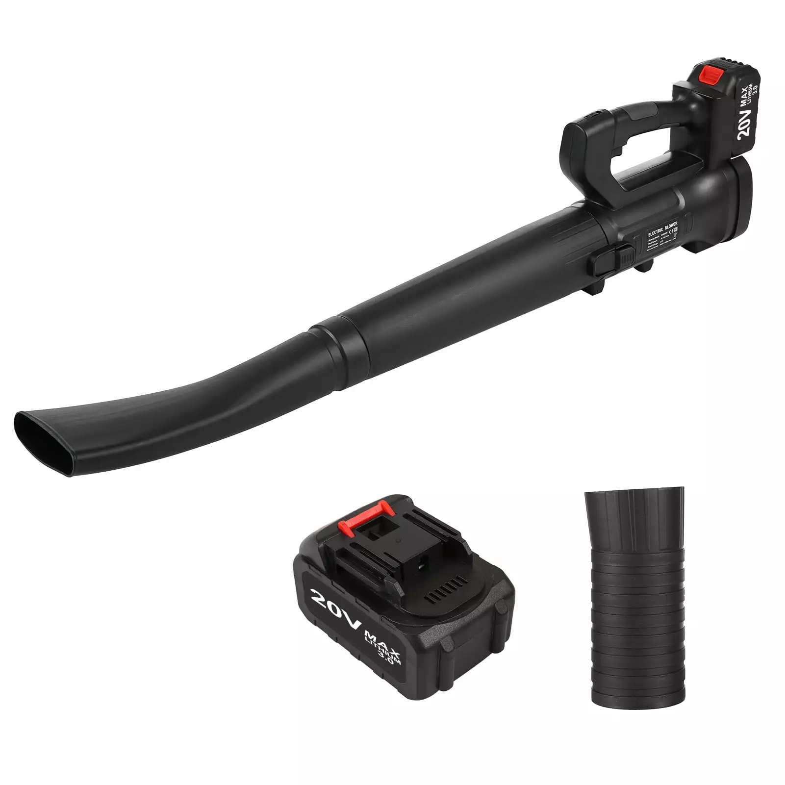 Geevorks Dust LCD 6-Speed Battery 2Pcs 3.0Ah Batteries Blower 2Pcs 3.0Ah Blower LCD 6-Speed Blower Handheld Battery Powered 332-CFM/150-MPH Patio Leaves Snow Blower 20V HUIOP