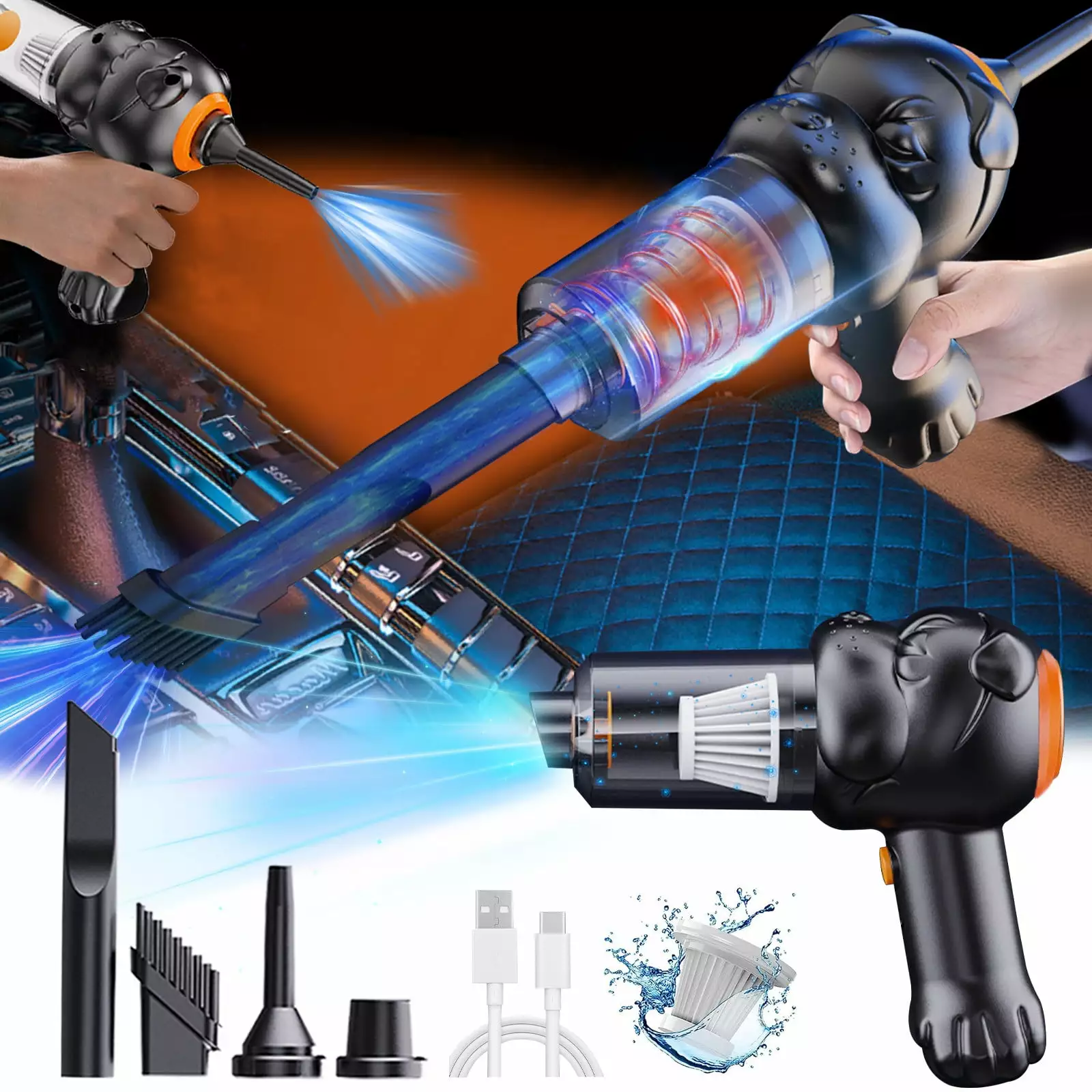 Gyedtr Leaf Blower Cordless Electric Featherweight Leaf Blowers for Lawn Care. Yard. Sidewalk and Snow Blowing. Non-Slip Hand Blower