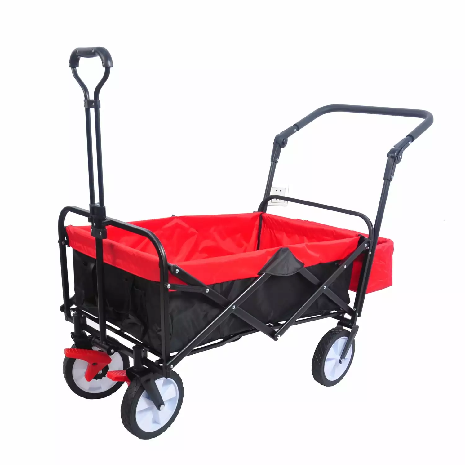 LEIYEHOOM folding wagon Collapsible Outdoor Utility Wagon Heavy Duty Folding Garden Travel-friendly Cart Drink Holder Adjustable Handles
