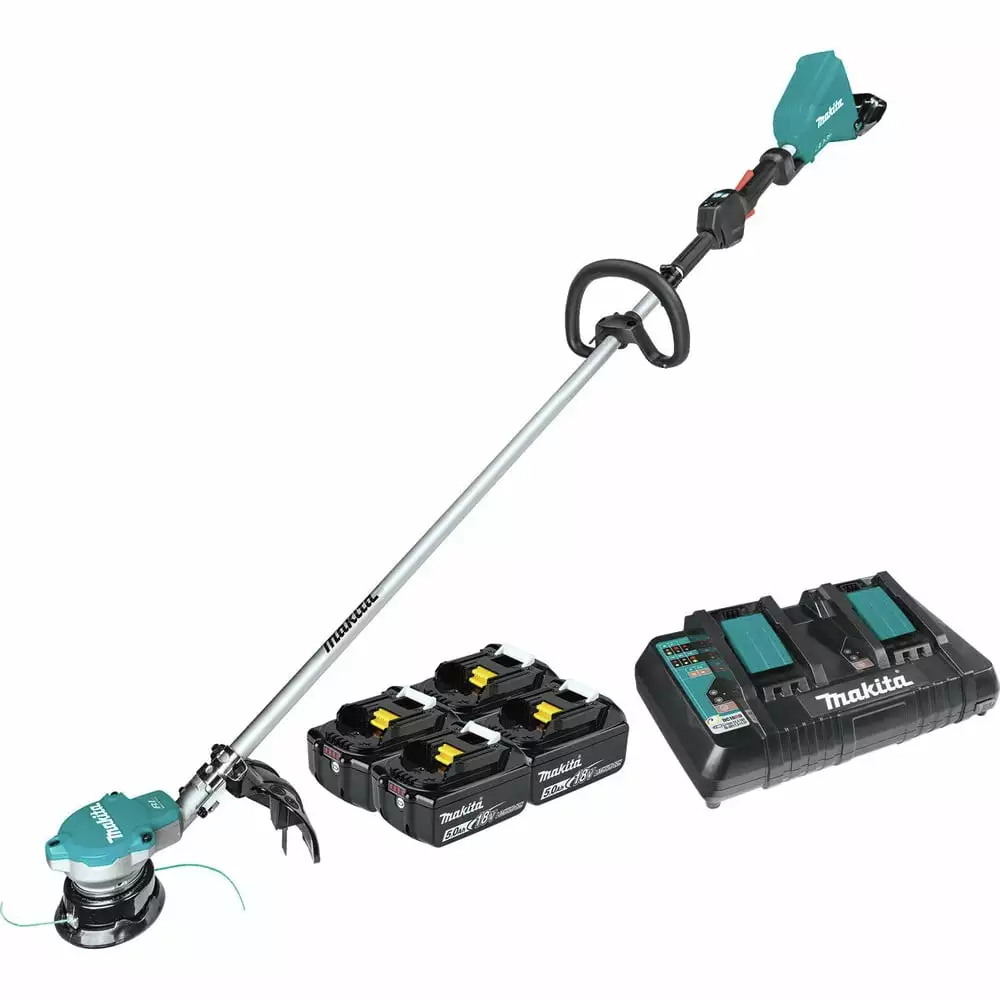 Makita XRU15PT1 18V X2 (36V) LXT Brushless Lithium-Ion Cordless String Trimmer with 4 Batteries (5 Ah)