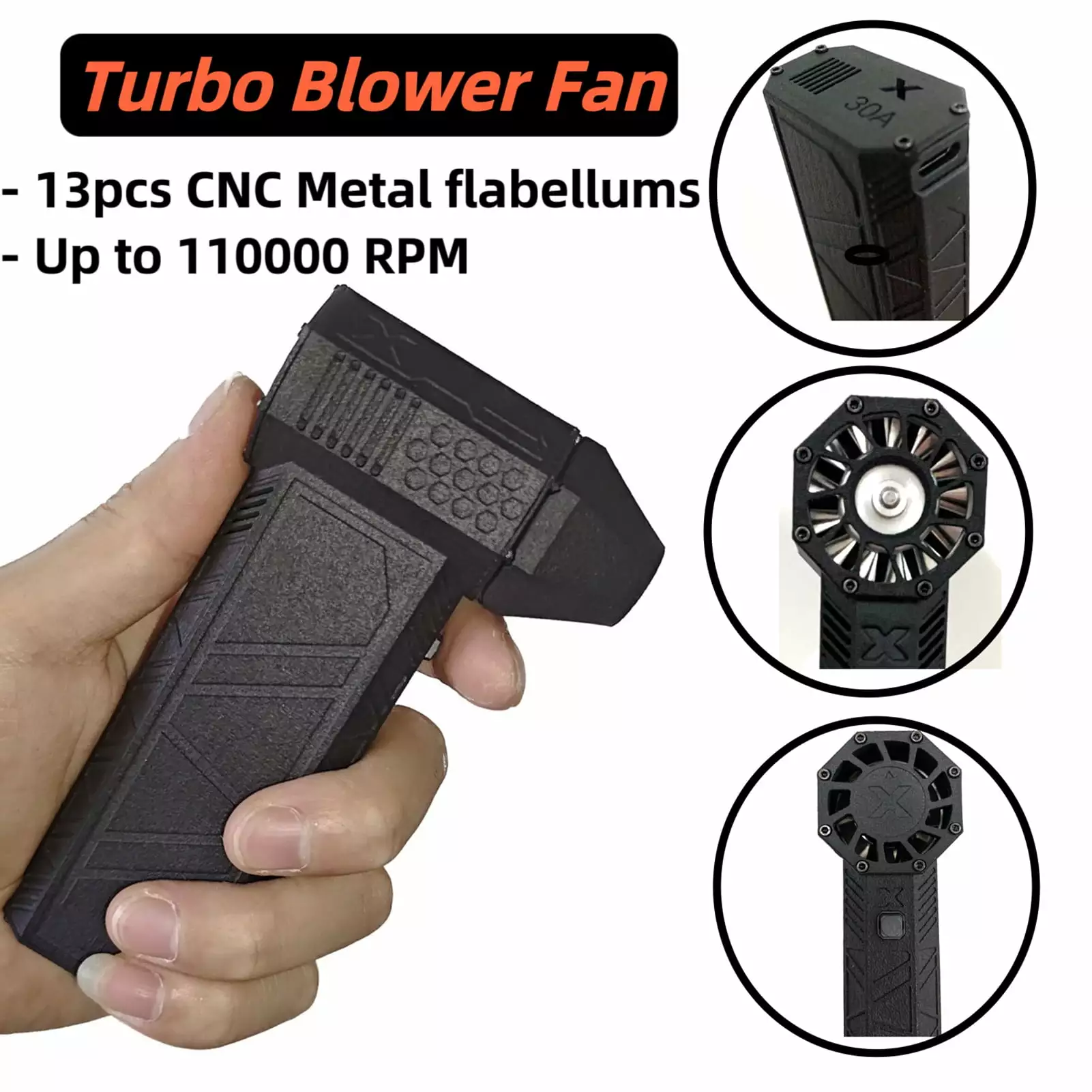 Meijuhug Mini Turbo Jet Fan 30W High RPM Blower Quick Drying Outdoor Combustion Space-saving Travel-friendly Powerful Fan