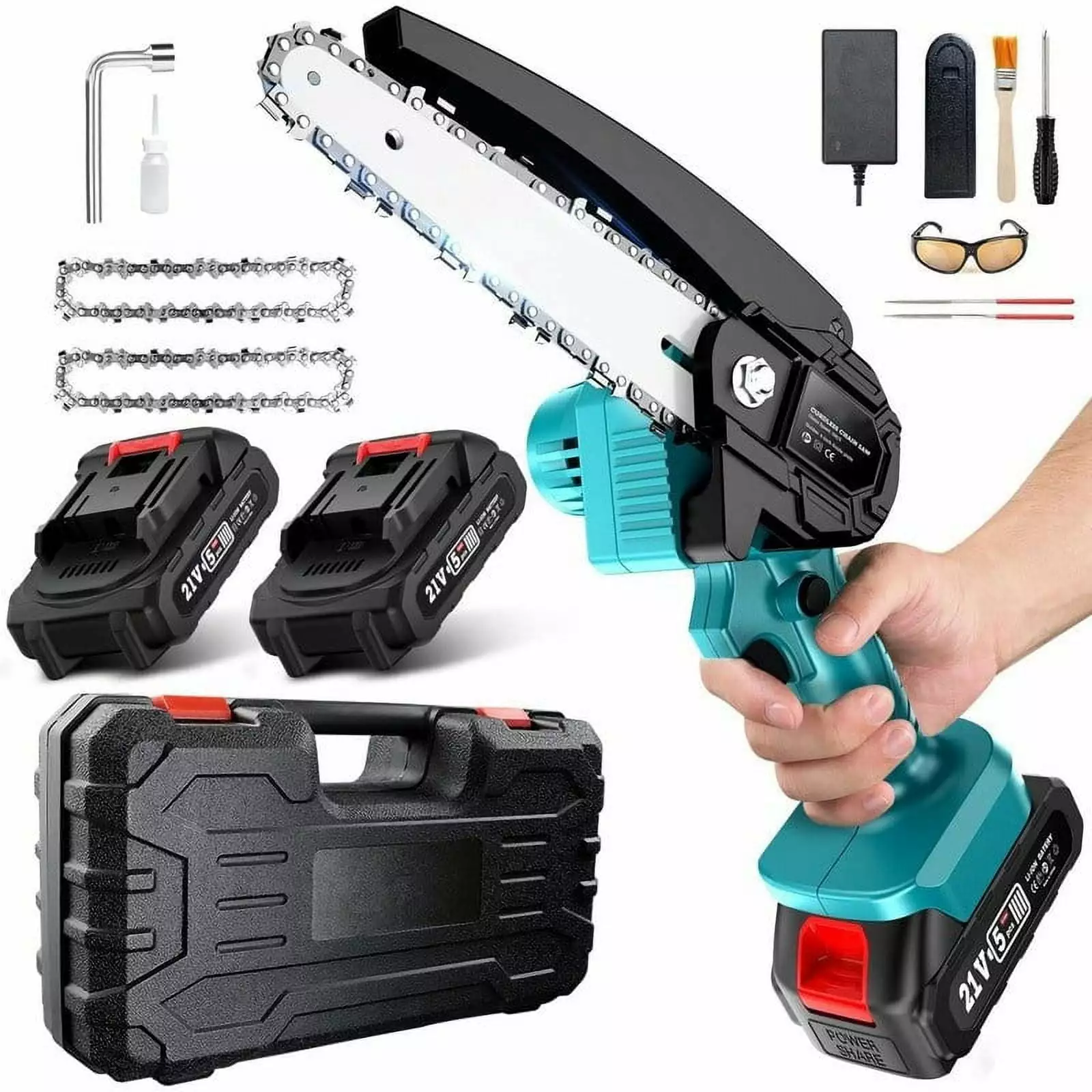 Mini Chainsaw 6-inch with 2x 2.0Ah Batteries