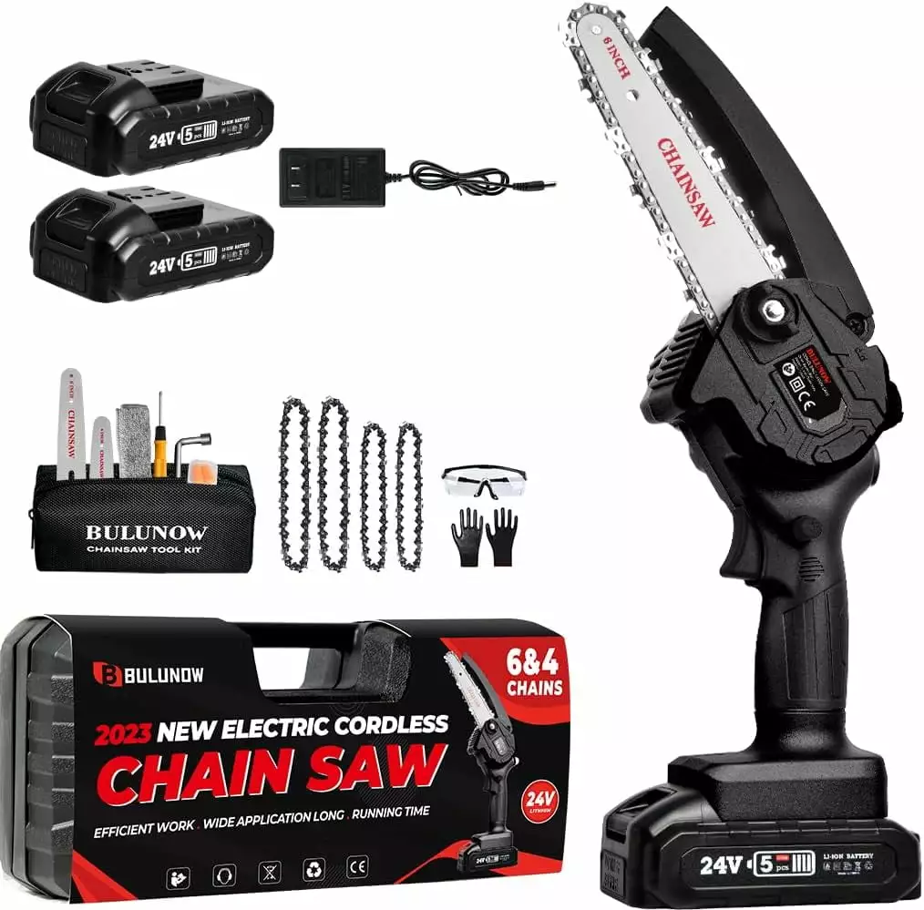 Mini Cordless Chainsaw 6 Inch. 2024 New 6+4 Inch Chain Length Switch ...