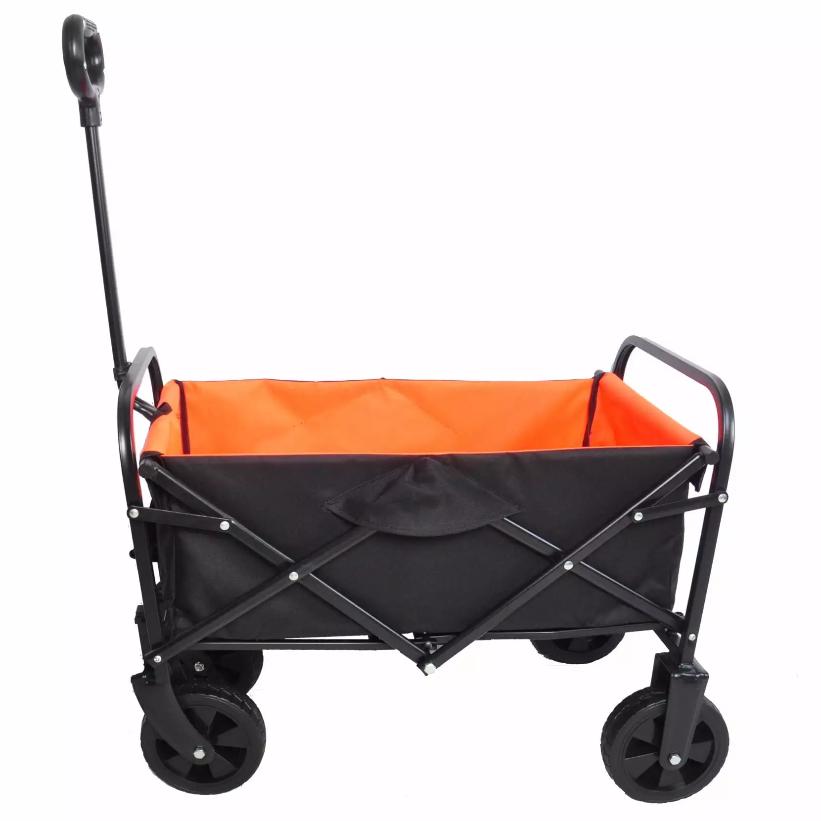 Mini Folding Wagon with Large Capacity.Outdoor Garden Travel-friendly Grocery Cart with Heavy-duty Steel Frame .Foldable Utility Shopping Cart for Sand.Black+Yellow
