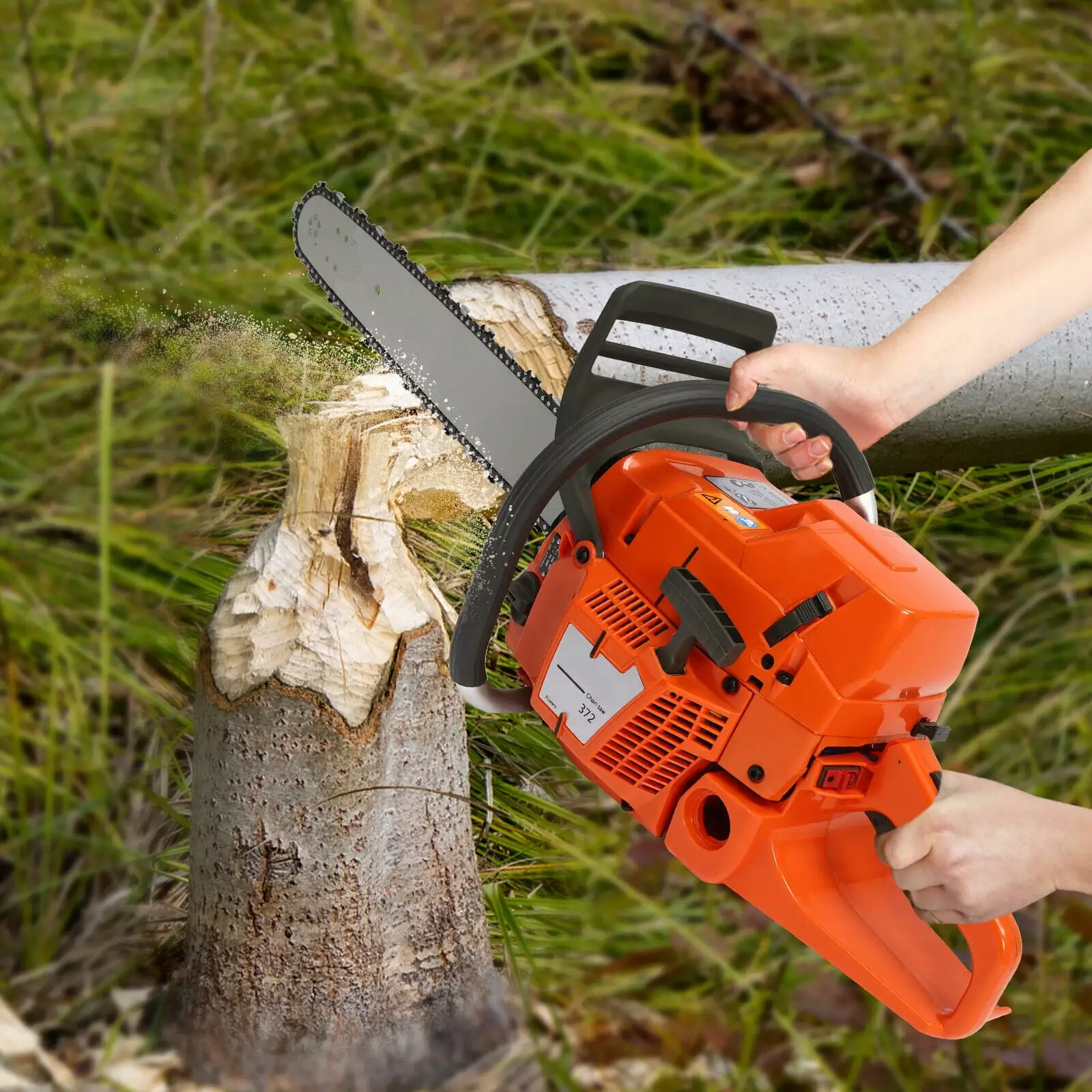 Miumaeov 24 Gas Chainsaw Handheld Chain Saw Gas Powered Travel-friendly Gasoline Chainsaw for Sawing Cutting Pruning and Trimming Wood