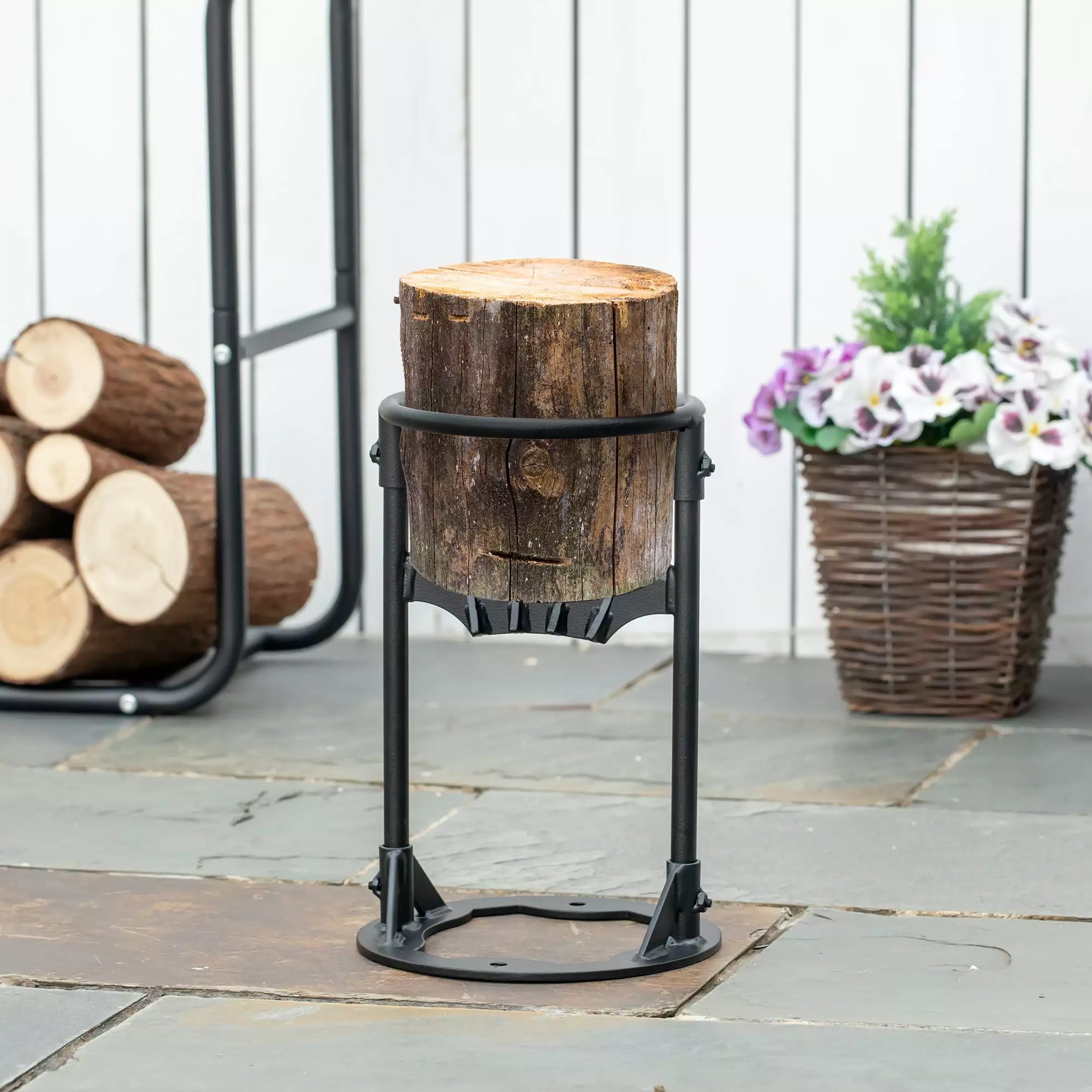 Outsunny Firewood Kindling Splitter Stand with Hand Guard. Black