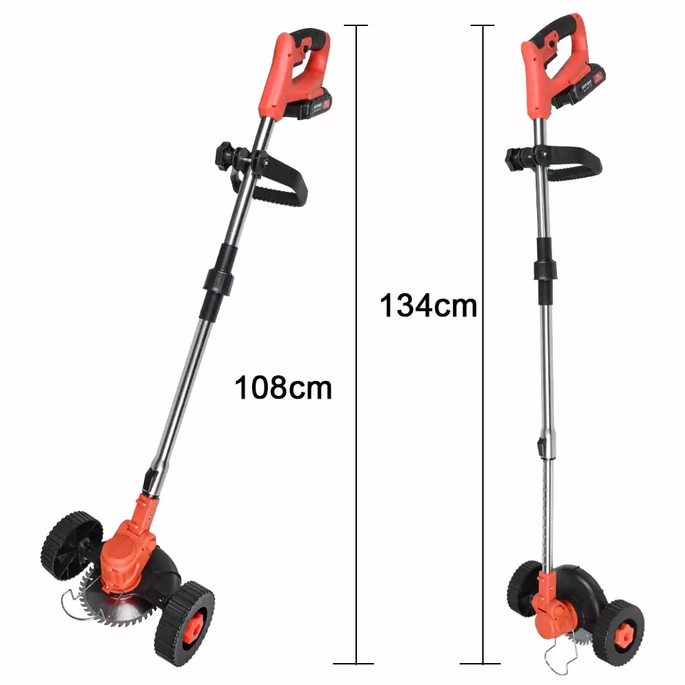 Travel-friendly Red 24V Electric Grass Trimmer and Edger for Simple Lawn Care - Perfect for Weed Cutting. Brush Clearing and More
