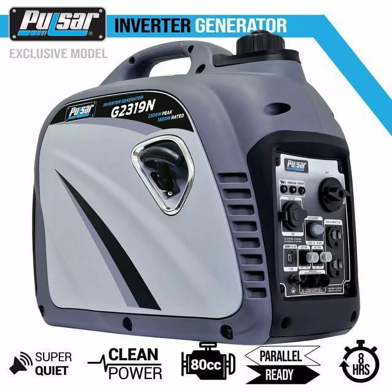 Pulsar 2300 Peak Watt Digital Inverter Generator With 80cc OHV Engine ...