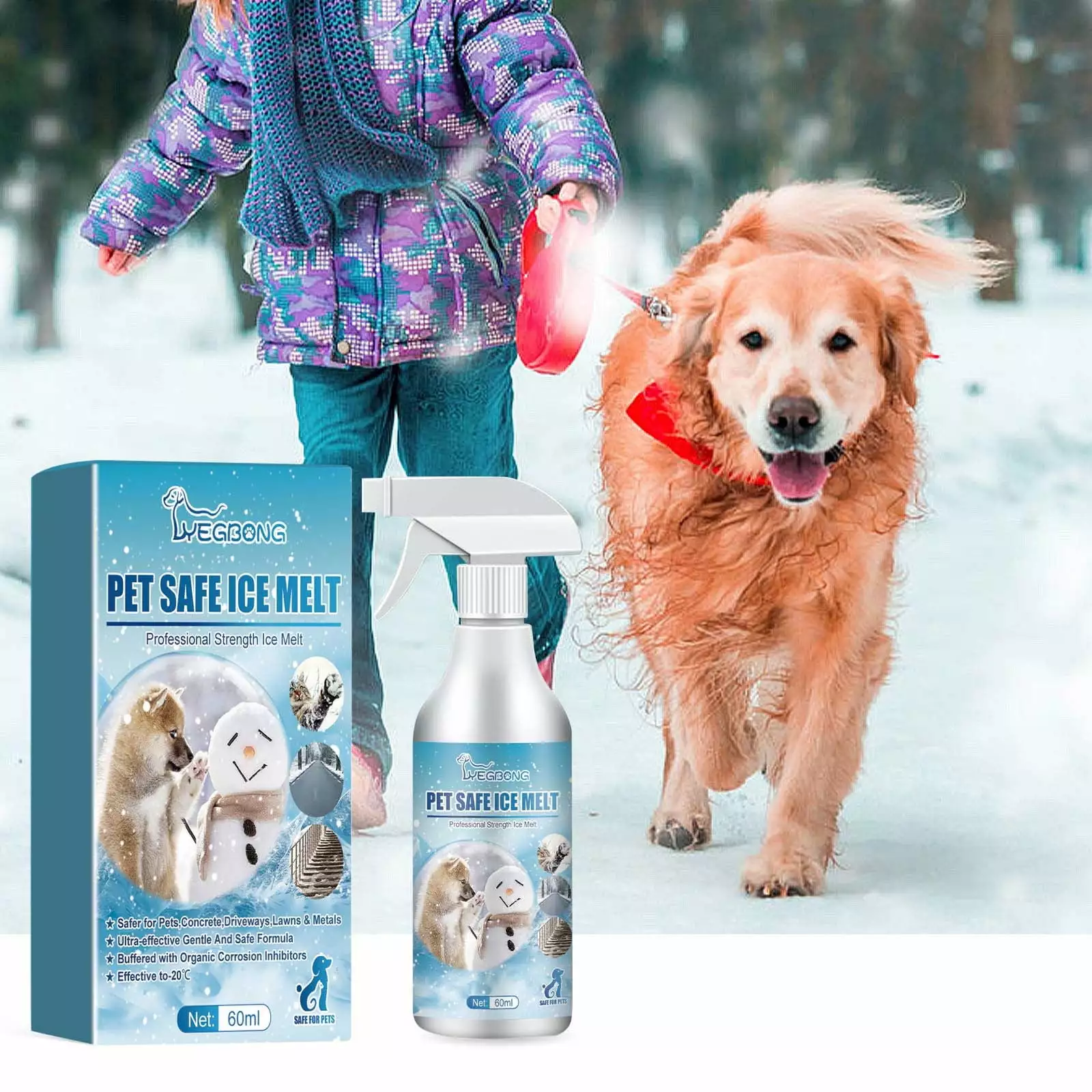 Qepwscx 60ml Pet Protect Ice Melt - Deicer for Driveway.Chloride Ice Melt. Deicer Spray.Pet Protect Ice Melt. Ice Dam Melt. Liquid Ice Melt. DeIcer for Sidewalks - Protect. Fast and Effective