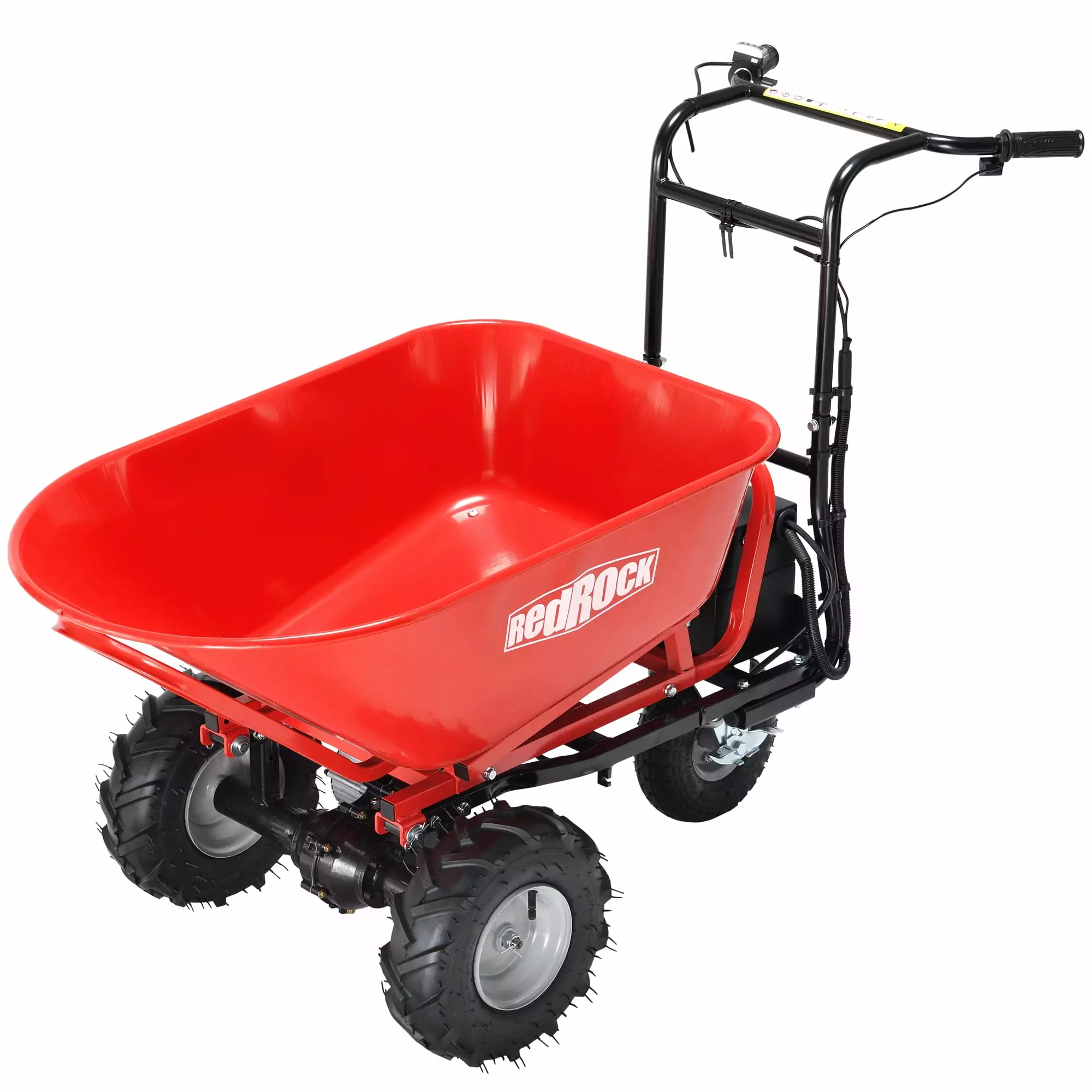 RedRock Electric Wheelbarrow Utility Cart - 48V28Ah 500W. 500lbs Capacity. Steel Construction. 1000lbs Towing. Perfect for Garden and Construction Work