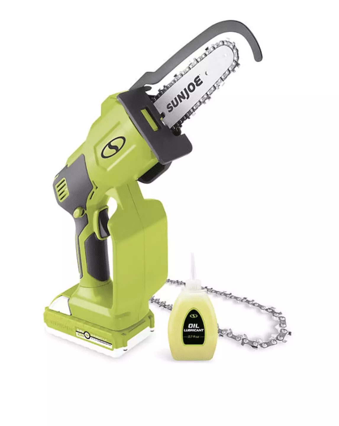 Restored Sun Joe 24V One-Handed Chain Saw Kit W/ Bonus Chain. 2.5-Ah Battery & Charger (Refurbished)