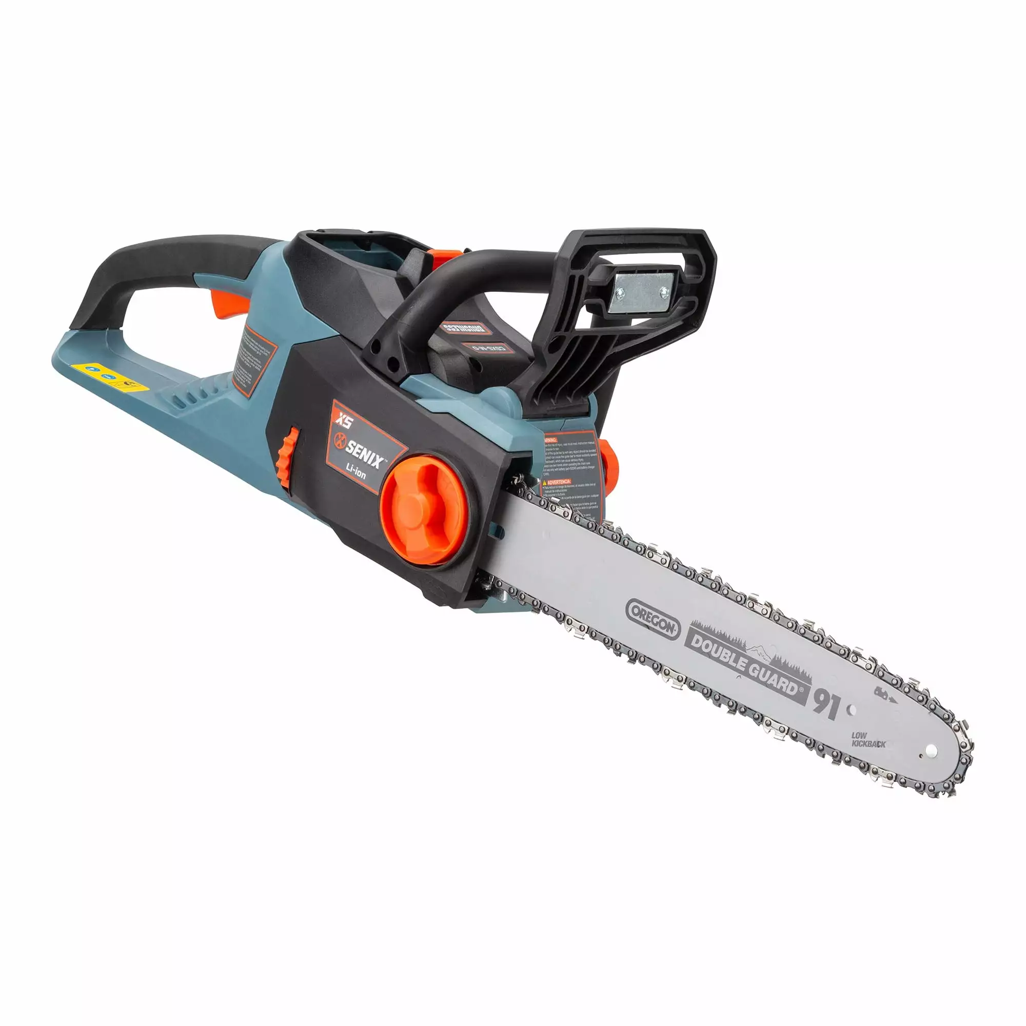 SENIX 58 Volt Max* Cordless Brushless Battery Chainsaw. 14-inch Oregon Bar and Chain (Battery and Charger Included). CSX5-M