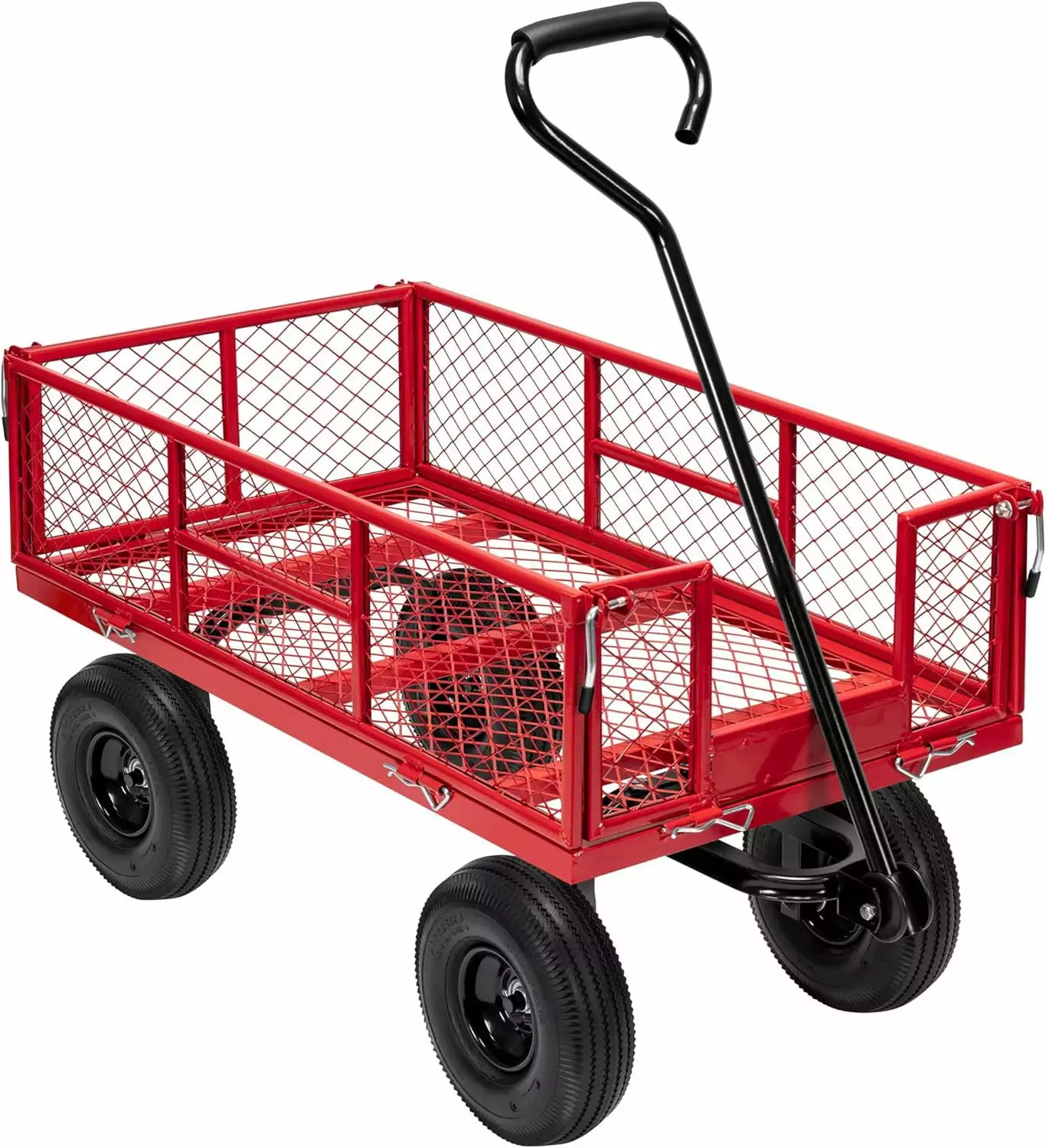 SPECSTAR Mesh Steel Garden Cart 880 lbs Capacity. 38 x 21 Folding Utility Wagon with 10 Inch Wheels