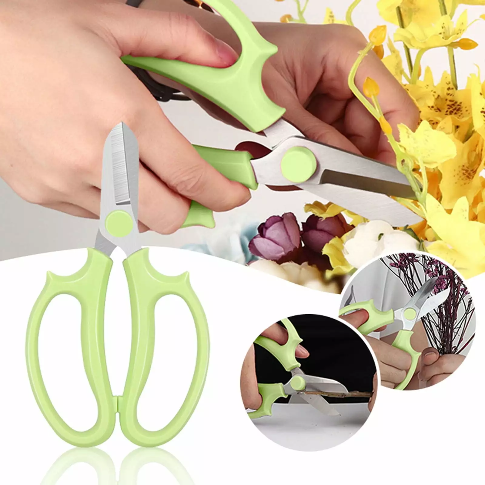 TWIFER Garden Flower Scissors Thickened Stainless Steel Flower Scissors Strong Trimmer For Flowers Branches And Leaves