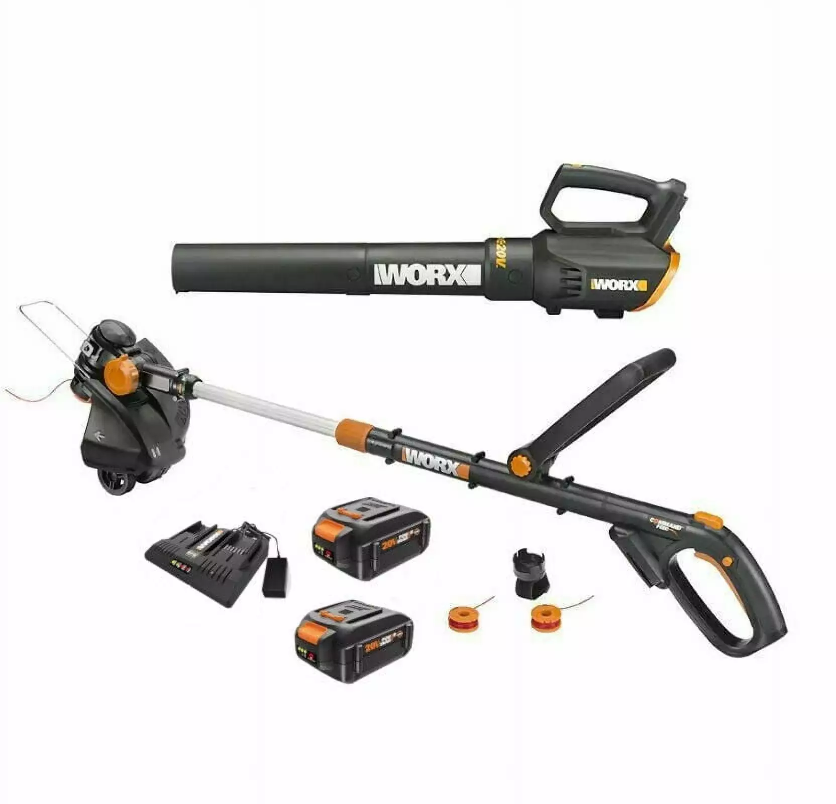 Worx WG930.3 20V Power Share GT Revolution 12 4.0Ah Cordless String Trimmer & Turbine Leaf Blower Combo Kit