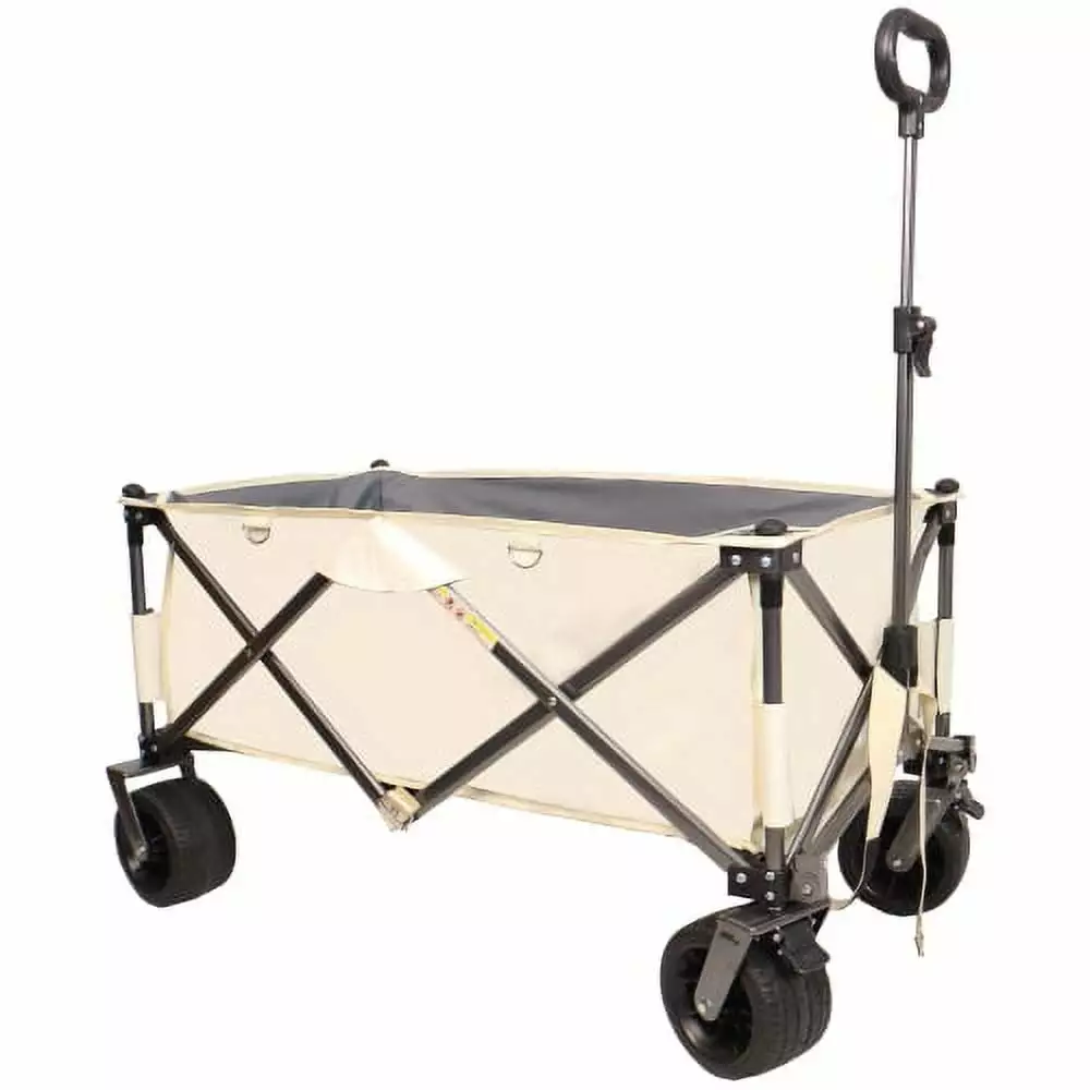 XCHANGM-Folding Wagon. Heavy Duty Utility Beach Wagon Cart for Sand with Big Wheels. Adjustable Handle&Drink Holders for Shopping. Camping.Garden and Outdoor