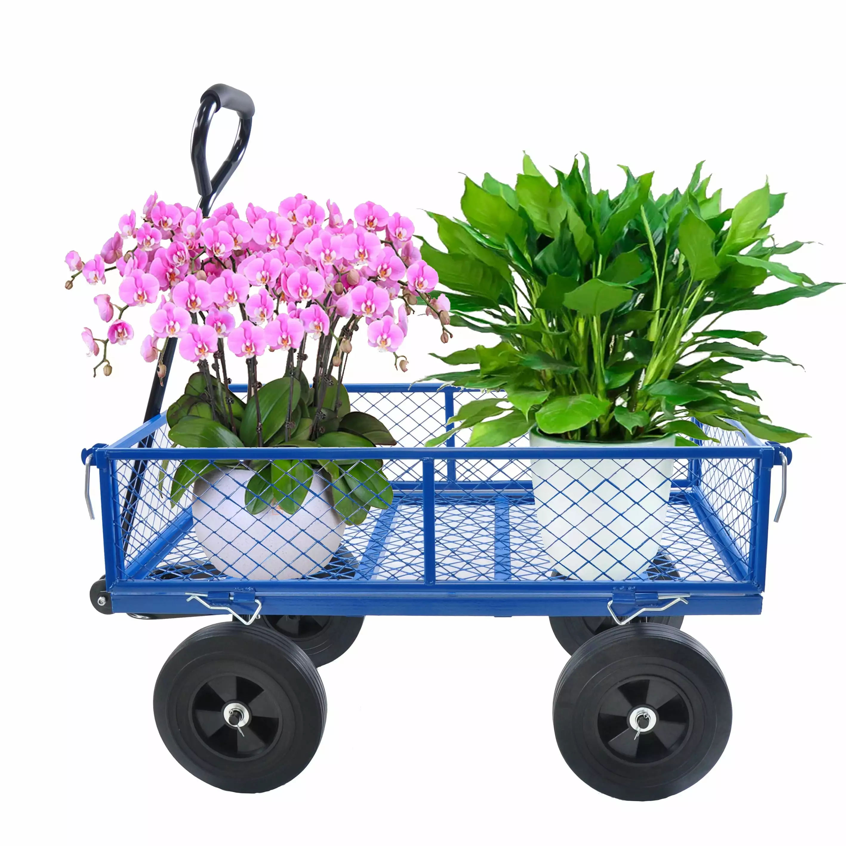 Four sided detachable 10 inch solid wheel garden car