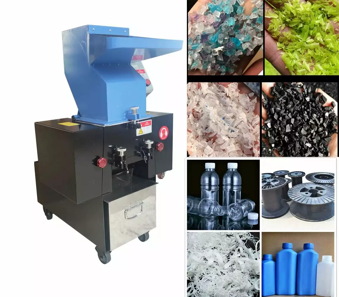 Techtongda Multifunctional Plastic Granulator Grinder Plastic Shredder Bottle Chipper for Plastic Bottle. Rubber. Wood. Grain. Herbs Blue 180 Type 220V