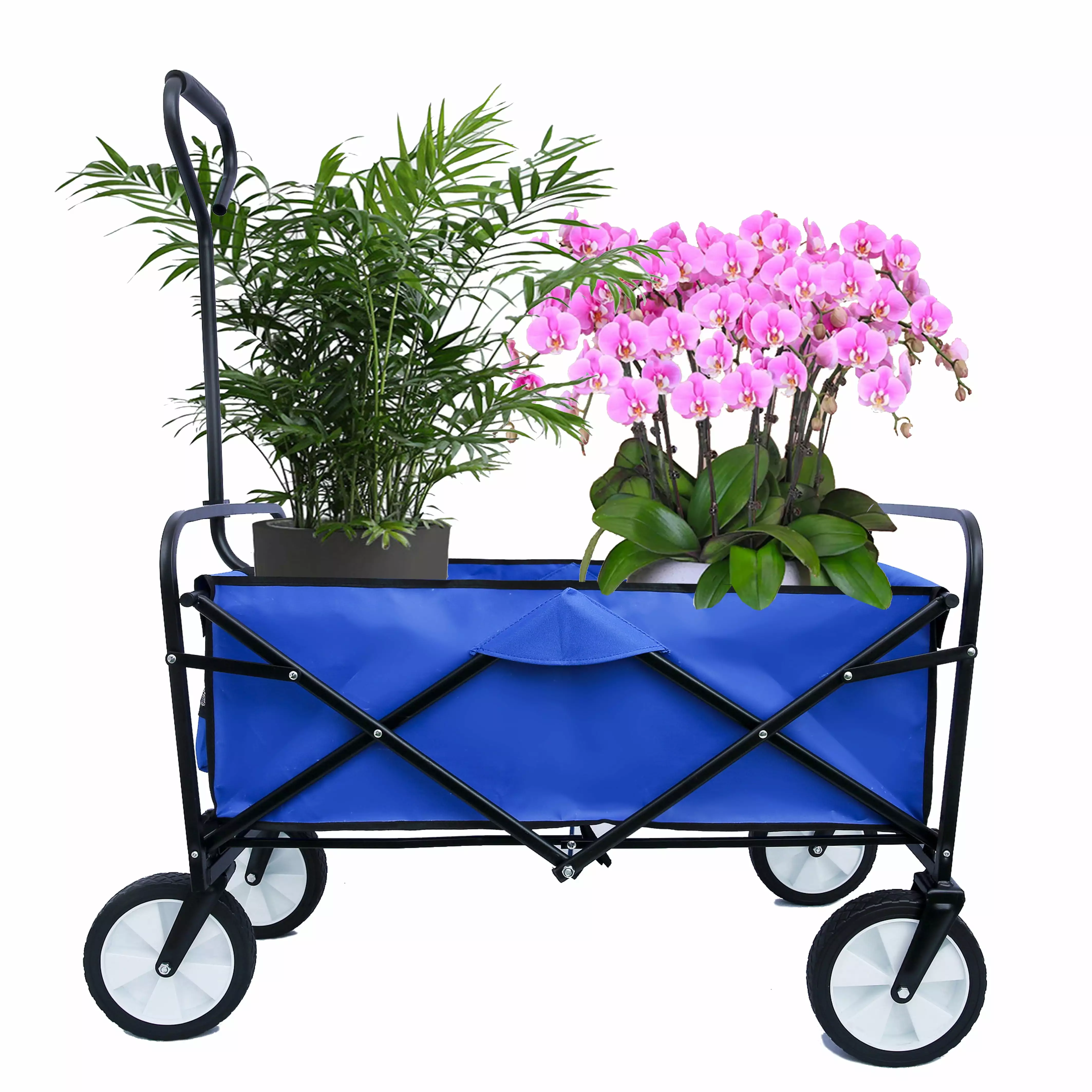 CLEARANCE! Folding Wagon Garden Shopping Beach Cart (Blue)