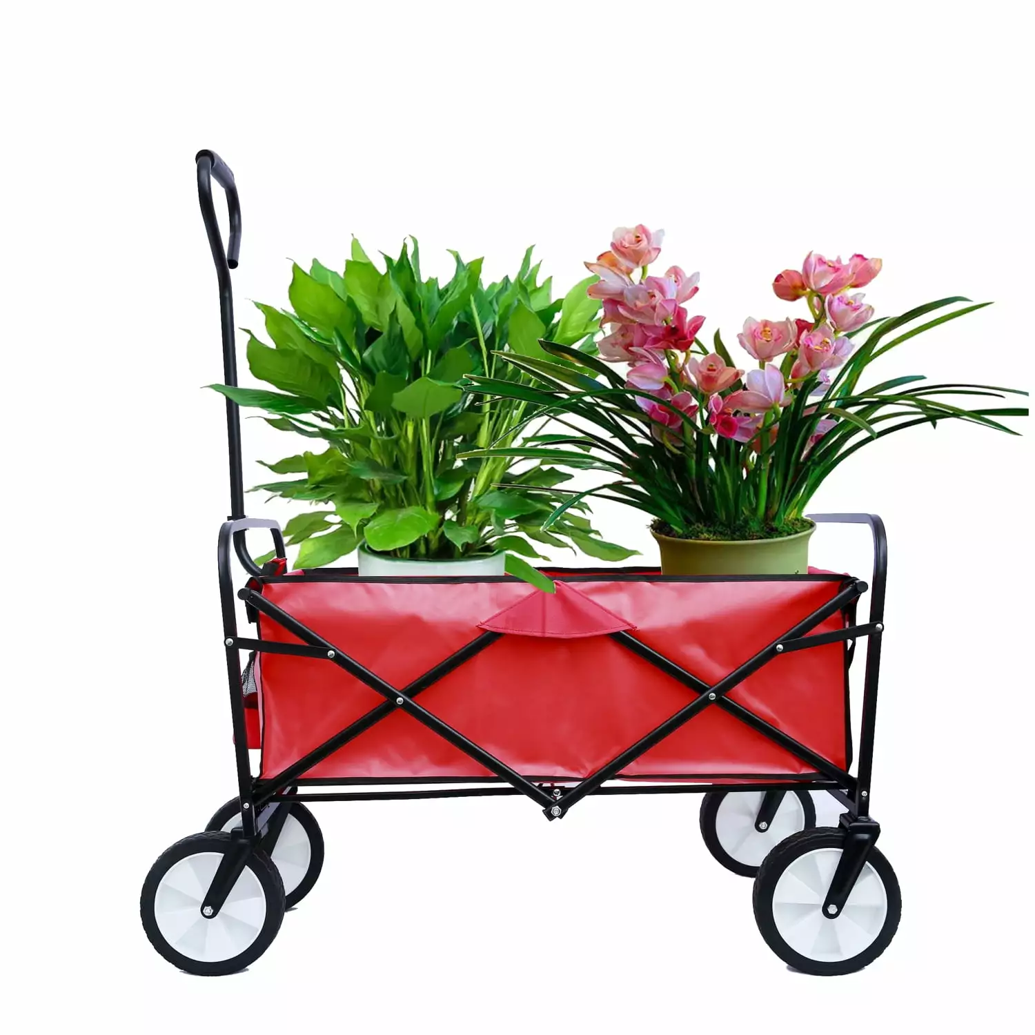 imerelez Folding Wagon Garden Shopping Beach Cart (Red)