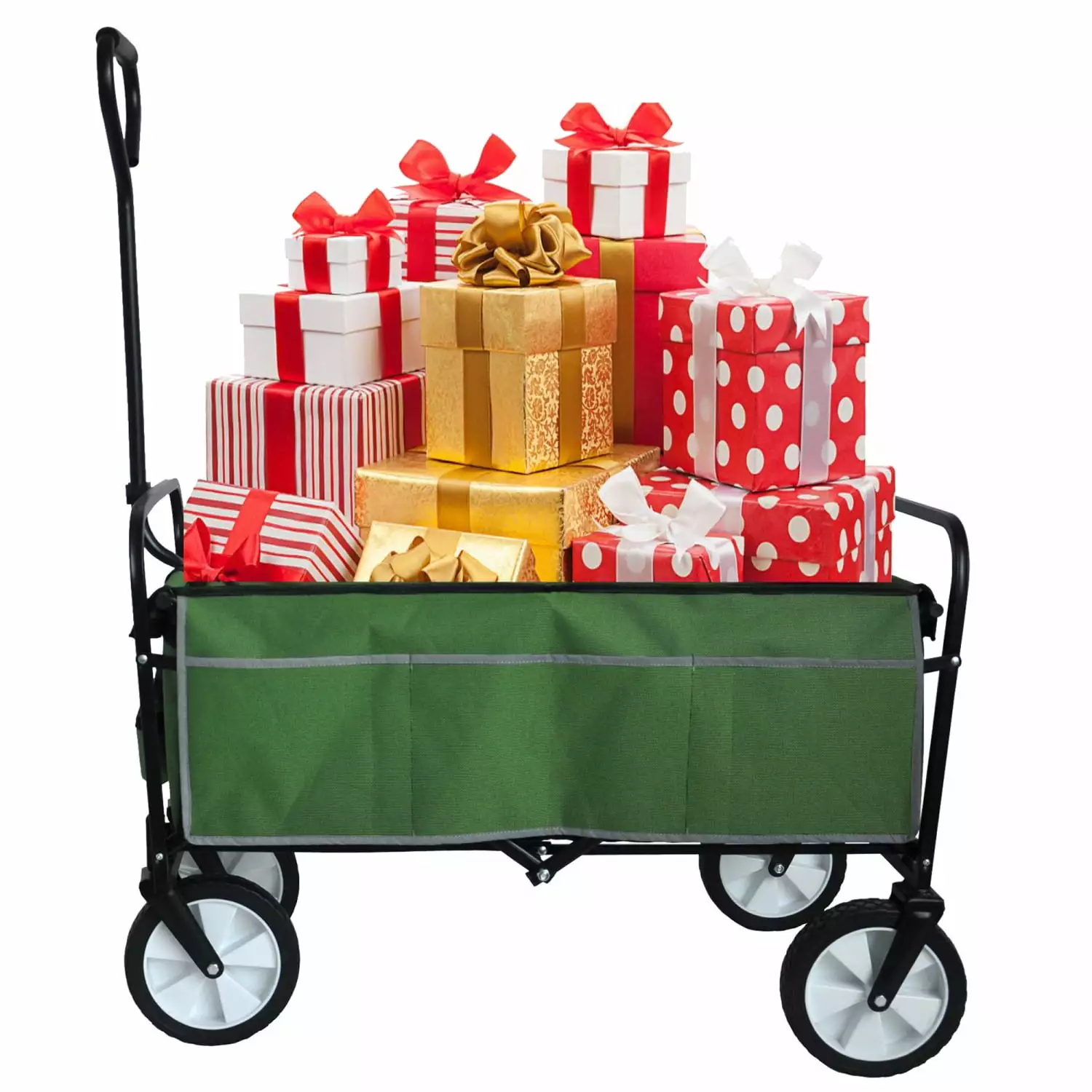 imerelez Multi-Purpose Folding Wagon: Accessible Garden. Shopping. and Beach Cart (Green)